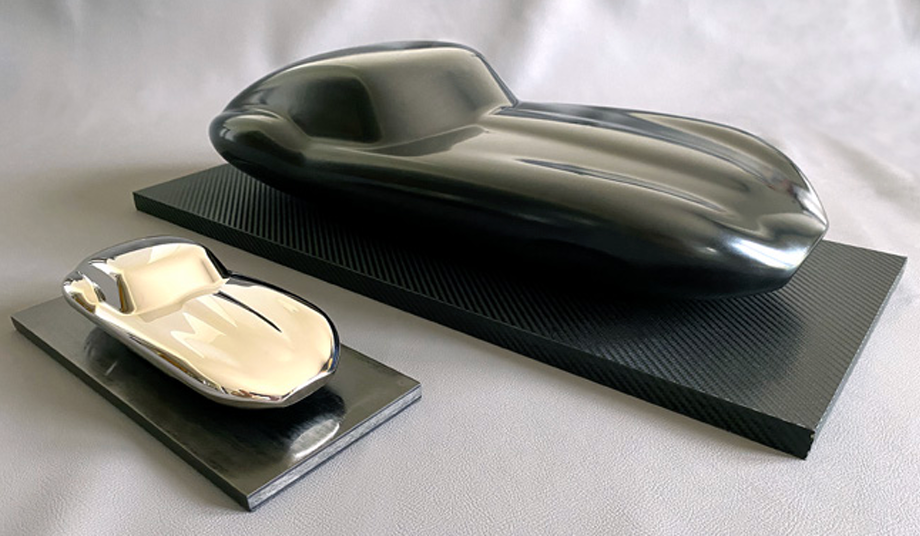 MERCEDES 300SL ÉVOCATION - SCULPTURE AUTOMOBILE ARTISANALE PLAQUÉE OR