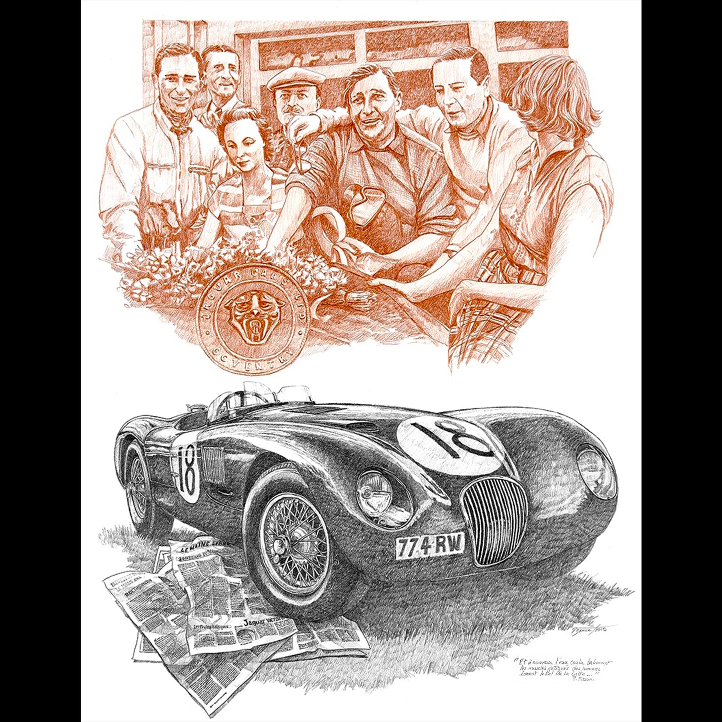 Triumph of Tony Rolt and Duncan Hamilton at the 1953 24 Hours of Le Mans with their Jaguar C-Type (1951).