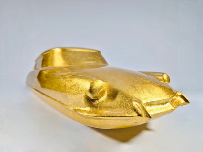 SCULPTURE CITROËN DS 19 FEUILLES D'OR EN BOIS