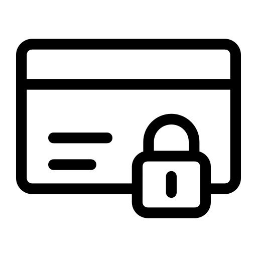 Illustration of a credit card with a padlock symbolizing SSL secure payment for automotive artworks