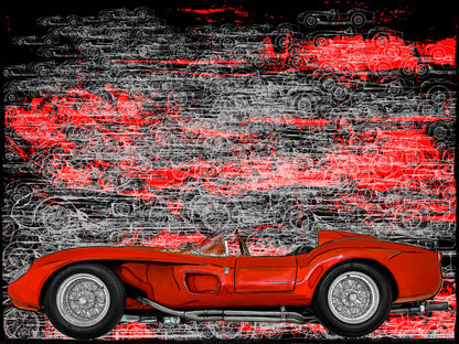 Ferrari 250 TR red Automotive Digital Artwork, created by Denis Poutet from Le Muret des Stands, automotive illustrator. 

Limited edition of 10, different dimensions, printed on plexiglass, aluminium or chromaluxe plate