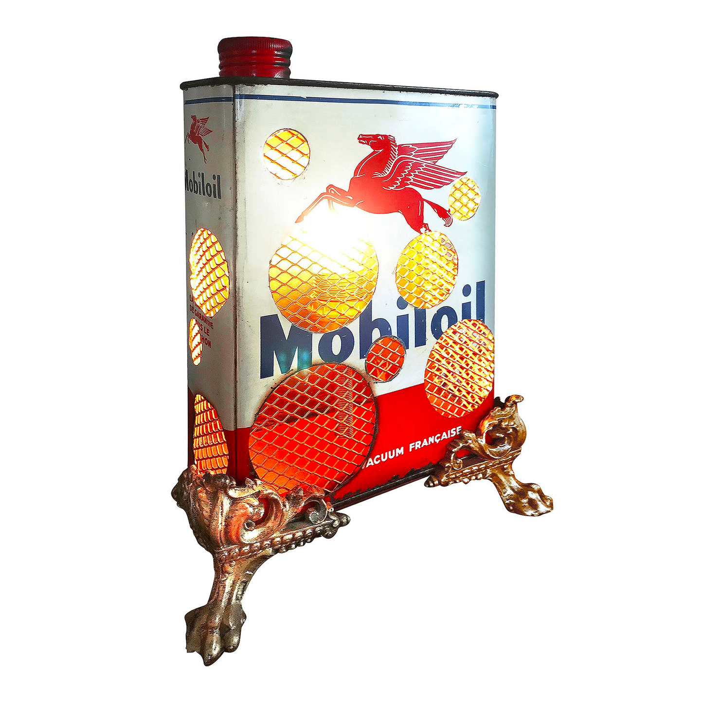 VINTAGE OIL CAN LAMP MOBILOIL L'AUTOMOBILIER