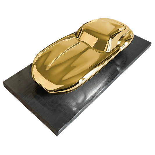 JAGUAR XKE (E-TYPE) EVOCATION - GOLD-PLATED HANDCRAFTED AUTOMOTIVE SCULPTURE