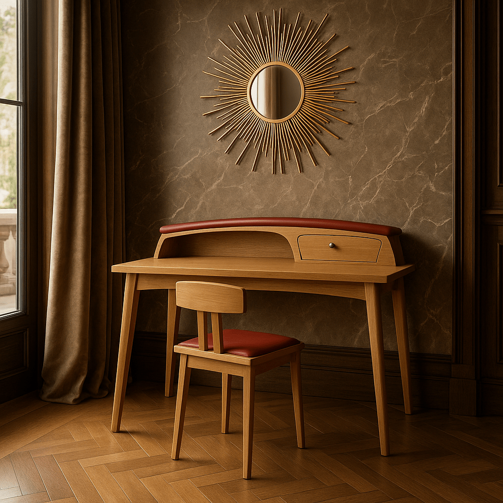 Solid wood furniture representing a Porsche 356 Secretary, created by Stéphane Carton from Atelier Stéphane Carton, woodworker & cabinetmaker.

Limited edition of 25, 130 x 65 x 94 cm, solid oak. Personalization possible.

Perfect for vintage automotive design lovers, classic cars enthusiasts and Porsche 356 owners. Exhibition view.